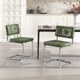 thumbnail image 1 of Zesthouse 19.3″Mid-Century Modern Dining Chairs Set of 2, Faux Leather Upholstered Kitchen Chairs with Back and Chrome Legs, Armless Side Chairs for Kitchen & Dining Living Room, Green, 1 of 13