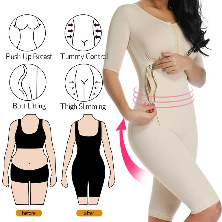 FITVALEN Women's Full Body Shaper Post Surgery Compression Garment Fajas  Firm Control Waist Trainer Slimming Bodysuit Butt Lifter Shapewear 