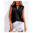 thumbnail image 6 of Tank Top for Women 2026 Summer Satin V Neck Pleated Sleeveless Blouses Casual Business Outfits, 6 of 9