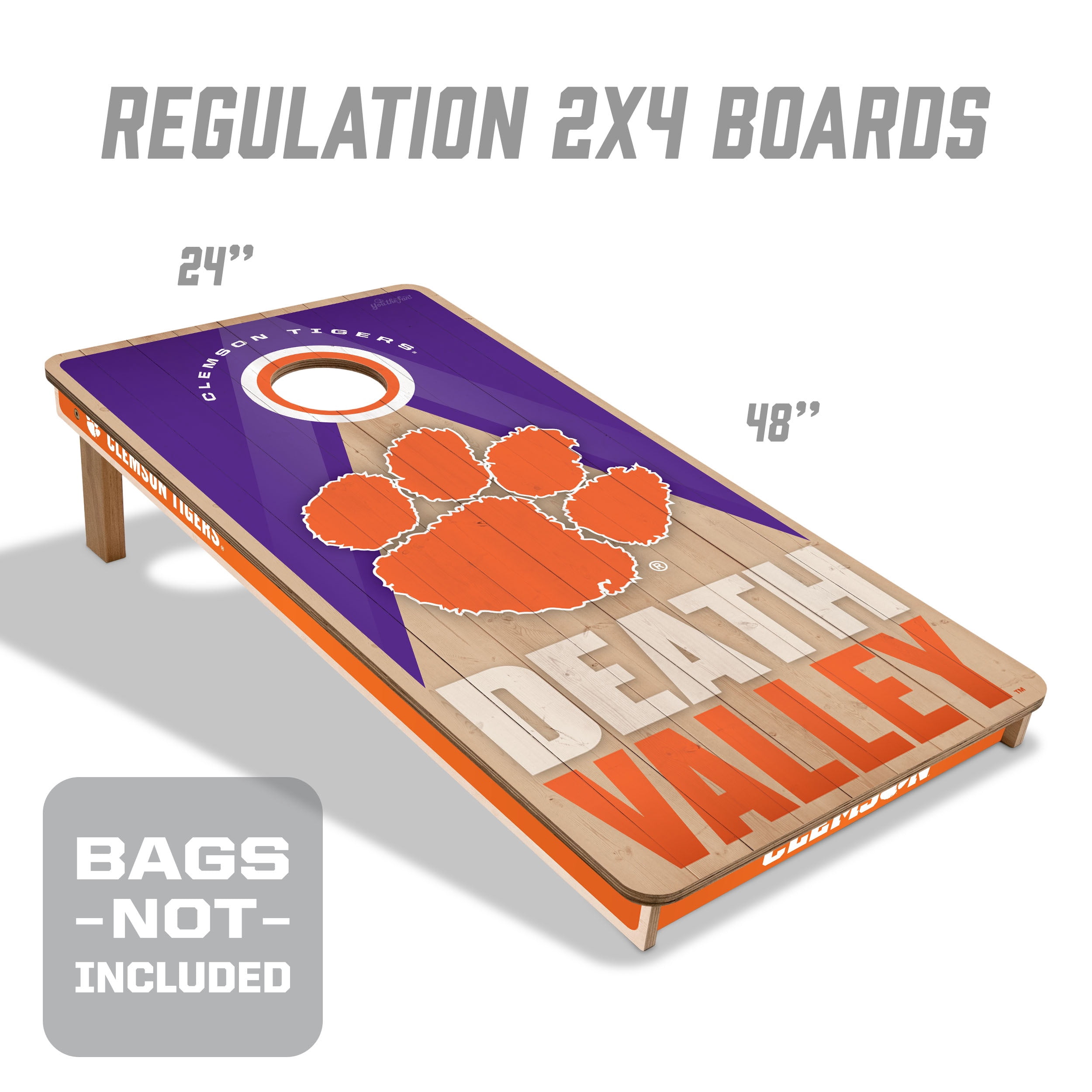 YouTheFan NCAA Clemson Tigers 2X4 Slogan Series Cornhole NO BAGS