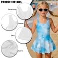thumbnail image 5 of Uorisanigo Girls Swimsuits One Piece Sleeveless Blue Marble Print Polyester and Spandex Fabric Swimwear Size 5-6 with Skirt Swim Dress Summer Beach, 5 of 6