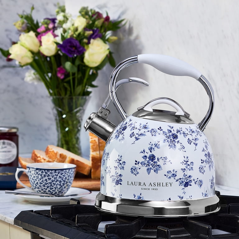 Laura Ashley Stovetop Whistle Kettle, Stainless Steel, China Rose