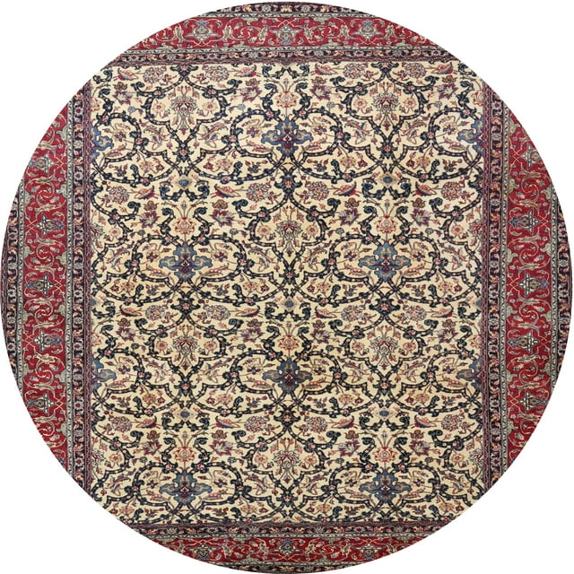 Ahgly Company Tapis d'Intérieur Rond Traditionnel Beige Français Marron Persan, 3 Pieds Rond
