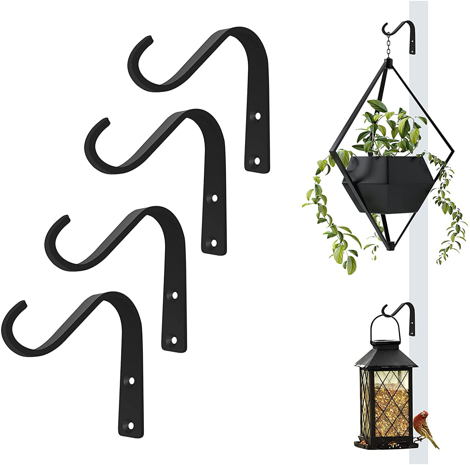 7 1/2" GREEN Hummingbird Single Plant Pot Hook Yard Cast Iron Key Umbrella Hangr