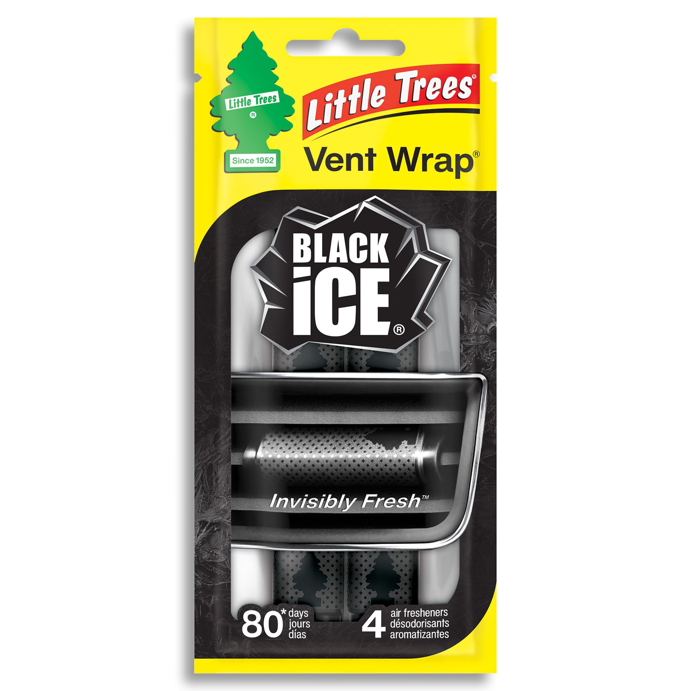 (2 pack) Little Trees Air Freshner Vent Wrap Black Ice 4-Pack