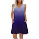 thumbnail image 1 of Vestido Corto para Mujeres Verano sin Mangas Cuello en V, Impresión de Moda con Bolsillos, Poliéster de Algodón Casual, 1 of 7