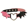 thumbnail image 4 of Gargantilla Collar Yinane Punk Cadena Joyería Clavícula Amor Corazón Gótica Steampunk cuero PU negro rosa, 4 of 8