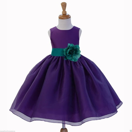 - Ekidsbridal Satin Bodice Purple Flower Girl Dress Organza Skirt Junior Bridesmaid Wedding Pageant Toddler Recital Easter Holiday Communion Baptism Special Occasions Formal Events 841S