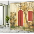 thumbnail image 5 of Ambesonne Rustic Shower Curtain, Aged Doors Tuscan House, 69"Wx84"L, Yellow Beige Red, 5 of 5