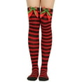 thumbnail image 4 of IWRICH Women's Christmas Knee High Socks Stockings Striped Bow Holiday Socks C, 4 of 8