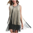 thumbnail image 2 of Party Fashion Neck Sequin Fringe Dress Nightclub Sleeveless Slimming Mid Length Dress Jackets for Women Black,Free Size, 2 of 6