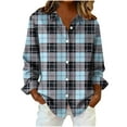 thumbnail image 2 of FDGIU Women's Loose Fit Plaid Shirt - Long Sleeve Button-Down Casual Blouse for Fall Workwear, 2 of 6