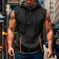 thumbnail image 2 of Men's Sleeveless Zip Up Hoodie Workout Muscle Tank Top Quick Dry Hooded Tops with Pockets Full Zipper Bodybuilding Vest Summer Lightweight Athletic Activewear Training, 2 of 6