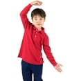 thumbnail image 2 of Leveret Boys Long Sleeve Cotton Polo Shirt Red 3 Year, 2 of 4
