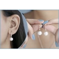 thumbnail image 2 of Dazzlingrock Collection Round 10mm Cultured Freshwater Pearl & 0.21 CT White Diamond Each Graduating Dangle Drop Screw Back Earrings for Women in 18K Rose Gold, 2 of 6