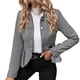 thumbnail image 3 of Blazer Elegante para Mujer, para Oficina, Trabajo, Negocios, Chaqueta con Dobladillo Peplum, Abrigos de Abiertos Al Frente Gris M, 3 of 9