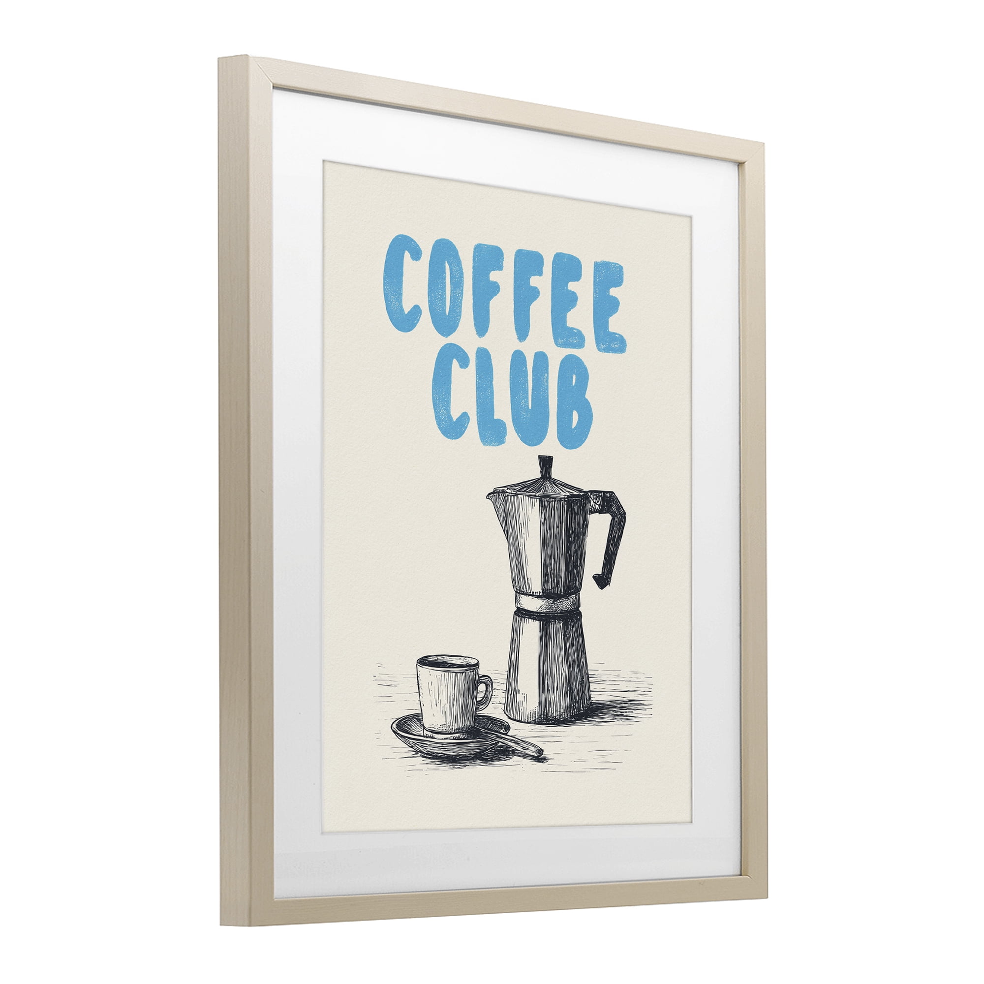 Stupell Industries Coffee Club Retro Drawing Birch Framed Print Under Glass, design by Andreas Magnusson