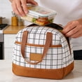 thumbnail image 1 of Bolsa Térmica para El Almuerzo a Cuadros con Forro de Papel de Aluminio Reforzado: Bolsa de Mano de Gran Capacidad para El Trabajo, La Escuela, Picnics y Viajes; Bolsa Térmica Portátil Tipo Bento par, 1 of 7