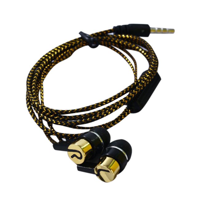 Methold Conector de 3,5 mm para auriculares en la oreja Cableado Micrófono de graves pesados Auriculares de línea anticongelante tejidos de Teléfono y Comunicación oro