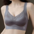 thumbnail image 4 of Womens Lace Bra V Neck Wide Shoulder Strap Solid Color Push Up No Underwire Underwear Gray XXL, 4 of 6