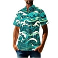 thumbnail image 2 of JXMVOJ Men's Hawaii Print Casual Button-Up Shirt, Lightweight Polyester Summer Tops for Outdoor, Party, Wedding, Casual Daily Wear, 2 of 5