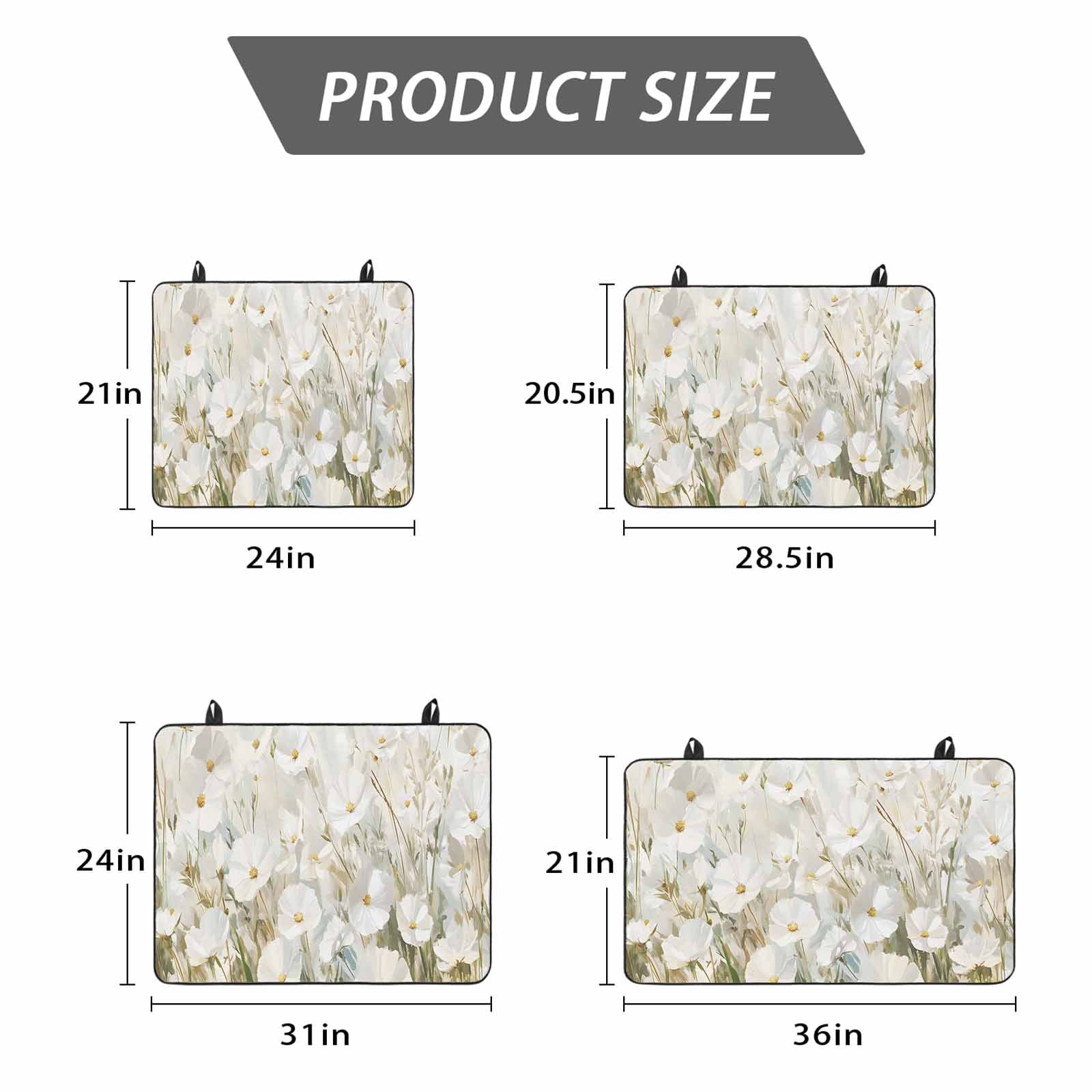 Floral Flower Stove Top Cover for Electric Stove, Heat-proof & Non Slip Glass Top Stove Cover Protector, Modern Oil Painting Watercolor White Kitchen Flat Cooktop Rubber Mat 24x21 Inches
