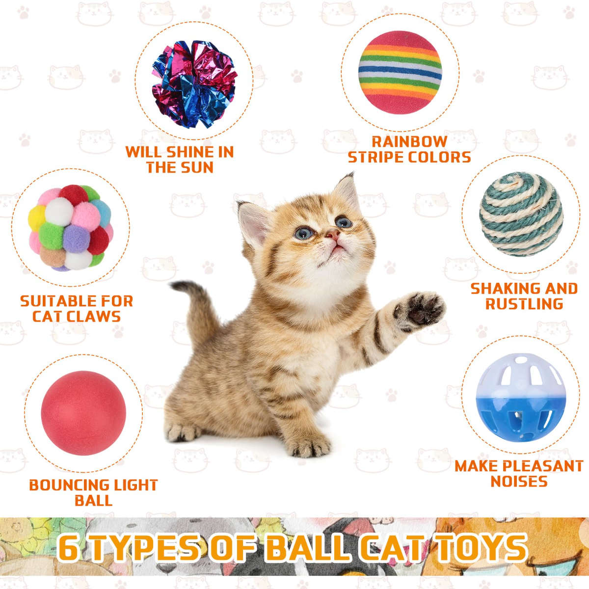 150 Pcs Cat Toys Bulk, Kitten Toys Assorted Cat Toy Variety Pack Cats Toy Bundle with Mice Rainbow Balls/Springs Crinkle Balls/Lattice/Sisal/Table Tennis/Plush/Caged Bell for Indoor Cats Kitty Kitten