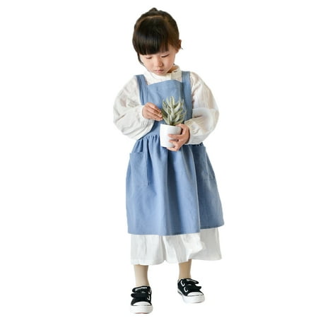 

One opening Kids Japanese Cotton Linen Advertising Apron Kitchen Baking Uniform With Pocket