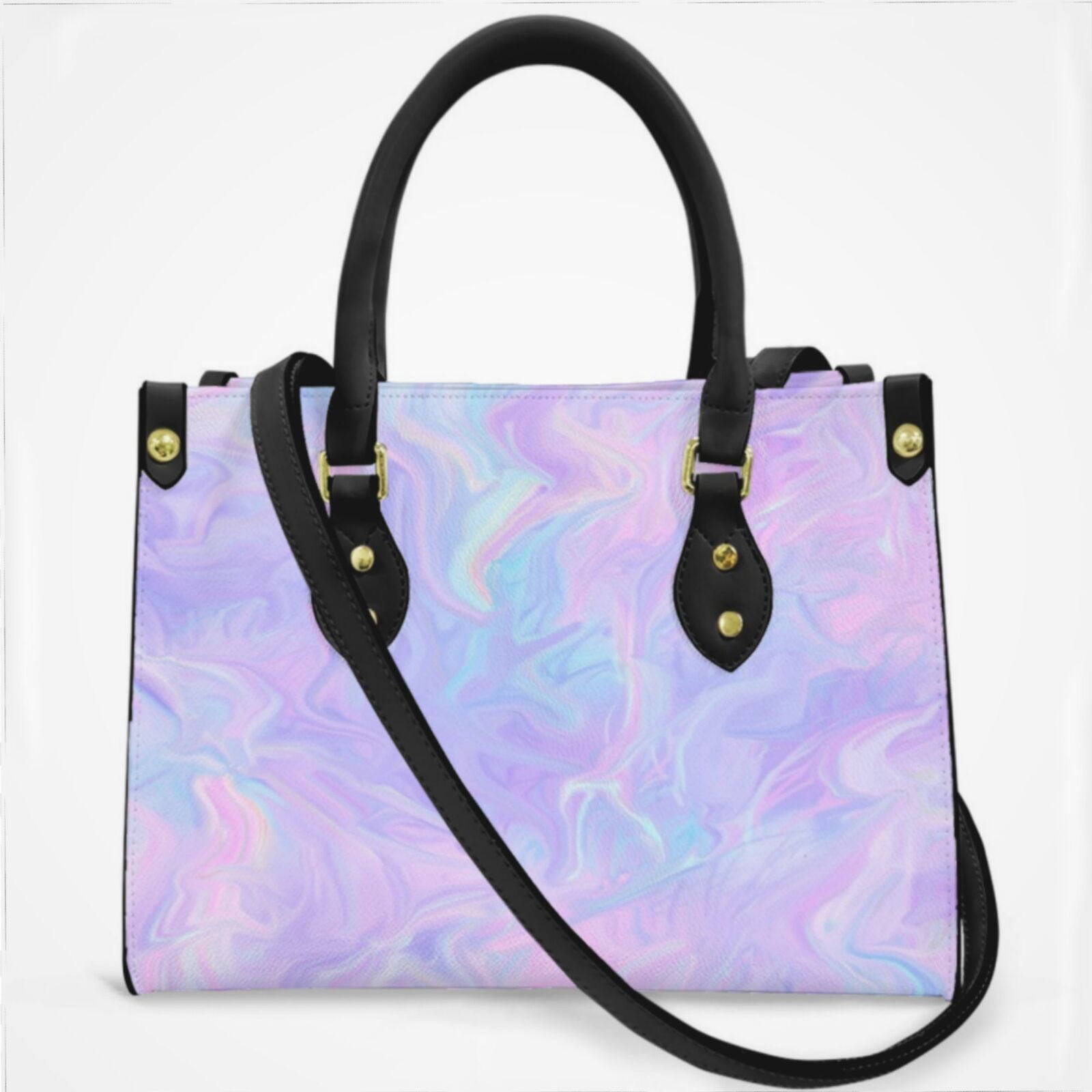 Pink Holographic Pastel Color Cross Body Bags For Women Small Leather Female Handbags Fashion Top-Handle Totes
