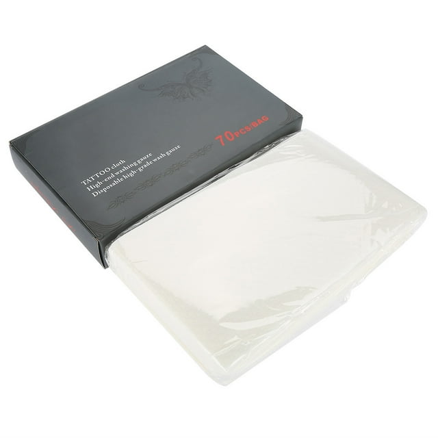 70 toallas desechables de papel para tatuajes, tela de algodón para limpieza corporal, facial, cuidado de la piel y maquillaje.