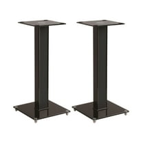 Monoprice Elements Speaker Stand - 18 Inch (Pair) With Cable Management, Strong Tempered Glass Base With Floor Spikes
