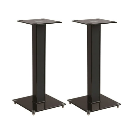 Monoprice Elements Speaker Stand - 18 Inch (Pair) With Cable Management, Strong Tempered Glass Base With Floor Spikes
