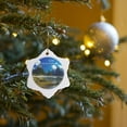 thumbnail image 7 of 3drose, Rural Mountain Area New Zealand, 3 inch Snowflake Porcelain Ornament, 7 of 7