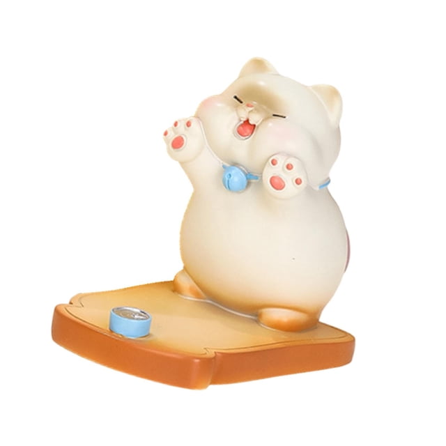 Milaget Support de Cellulaire Animal Mignon en Résine pour Bureau Décoration Maison Forme de Chat Blanc