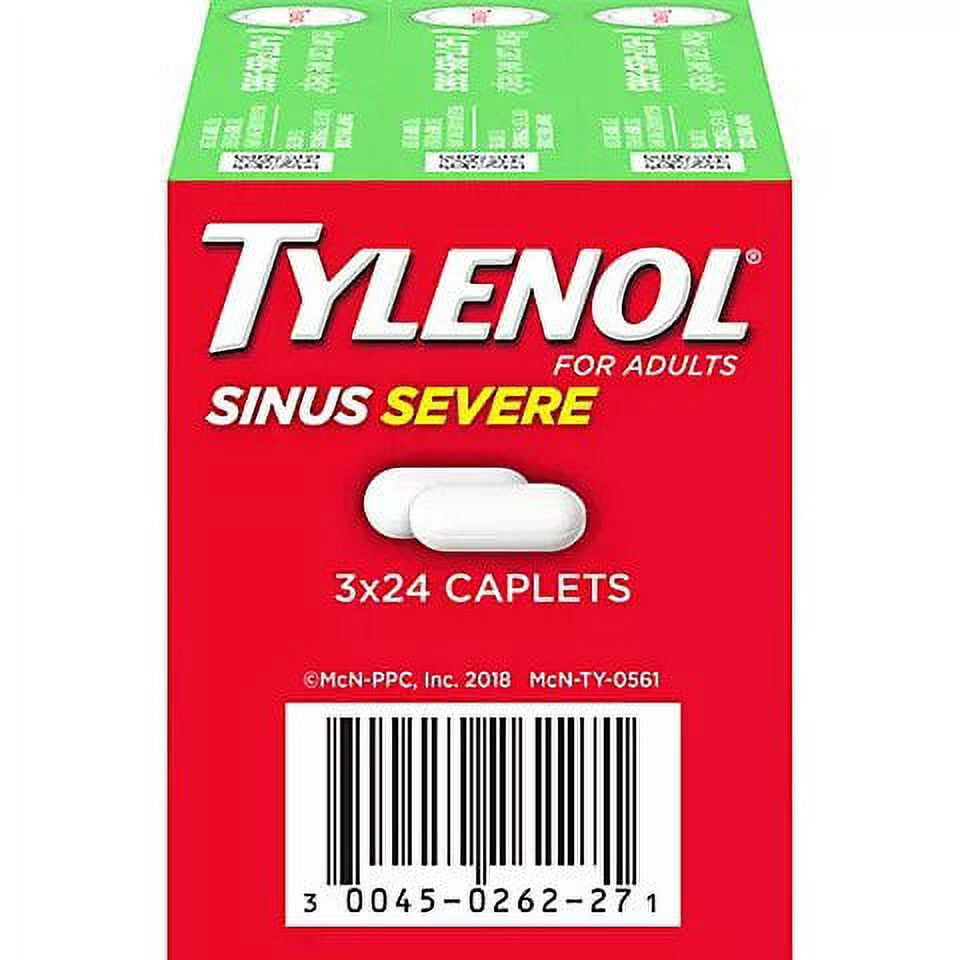 Tylenol Sinus Congestion and Pain Severe Daytime 24 Caplets - 3 Pack