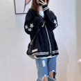 thumbnail image 4 of ​Women Autumn Winter Fashion Star Print Knitted Boxy Cardigan Oversize Sweater, 4 of 8