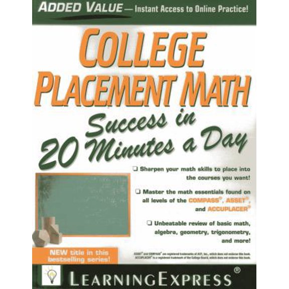 Pre-Owned College Placement Math Success in 20 Minutes a Day (Paperback) 1576859118 9781576859117