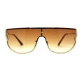 thumbnail image 3 of Womens Rhinestone Trim Flat Top Exposed Lens Metal Sunglasses Gold Brown, 3 of 4