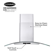 36 in. Vista Collection Ductless Wall Mount Range Hood in Stainless Steel