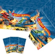 Race Car Party Table Covers - Set of 3 | Hot Wheels Birthday Decorations | Car Themed Plastic Tablecloths for Boys and Girls | 42.5X70.8inch