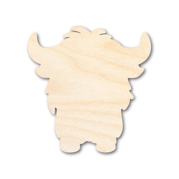 Unfinished Wood Cute Highland Cow Shape | DIY Craft Cutout 6" / 1/8"