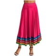 thumbnail image 4 of iiniim Womens Long Full Circle Folklorico Dance Skirts Spanish Bull Folkloric Mexican Flamenco Performance Hot Pink 87cm L, 4 of 7