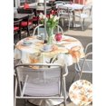 thumbnail image 5 of Outdoor Tablecloth with Umbrella Hole for Patio/Picnic/Party/Camping, Orange Flowers Waterproof Table Cloth Round Cover Washable, Spring Watercolor Botanical Floral Leaf Plant (Dia 60"), 5 of 9