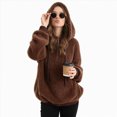 thumbnail image 2 of Towmus Winter Warm Fuzzy Teddy Bear Hoodie Women Plush Hooded Sweatshirts Half Zip Pullover Sweatshirt Oversized Winter Coats with Pockets, 2 of 8
