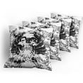 thumbnail image 5 of Ambesonne Gothic Throw Pillow Cover 4 Pack, Dark Horror Scary Skull, 24", Black and White, 5 of 7