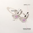thumbnail image 4 of 925 Sterling Silver Clear & Pink CZ Heart Dangle Hoop Earrings for Little Girls, 4 of 5