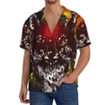 thumbnail image 7 of Lsque Wolf With Wildflowers print Men's Cuban Collar Short Sleeve Shirt Summer Beachwear Casual Button Down Fashionable Vacation Leisure Shirt-Small, 7 of 7