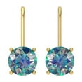 thumbnail image 3 of 3 ct Lever-Back Drop Dangle Earrings for Women | 7.5mm Round Cut Blue Moissanite | 18K Yellow Gold, 3 of 5