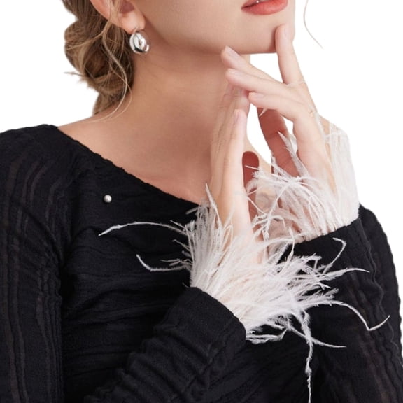 Elegant False Sleeves Easy Wear Design Ostrich Feathered Arm Sleeves For Women