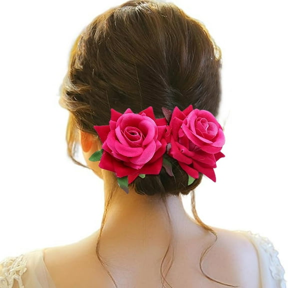HJYCHN Elegant Floral Hair Comb Headpiece for Women Bridal Wedding Girls Headband Accessories Hot Pink One Size
